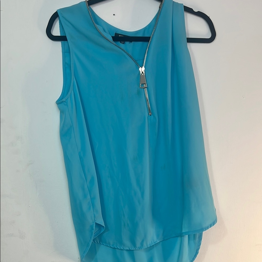 Blue Sleeveless Top with Zipper Detail